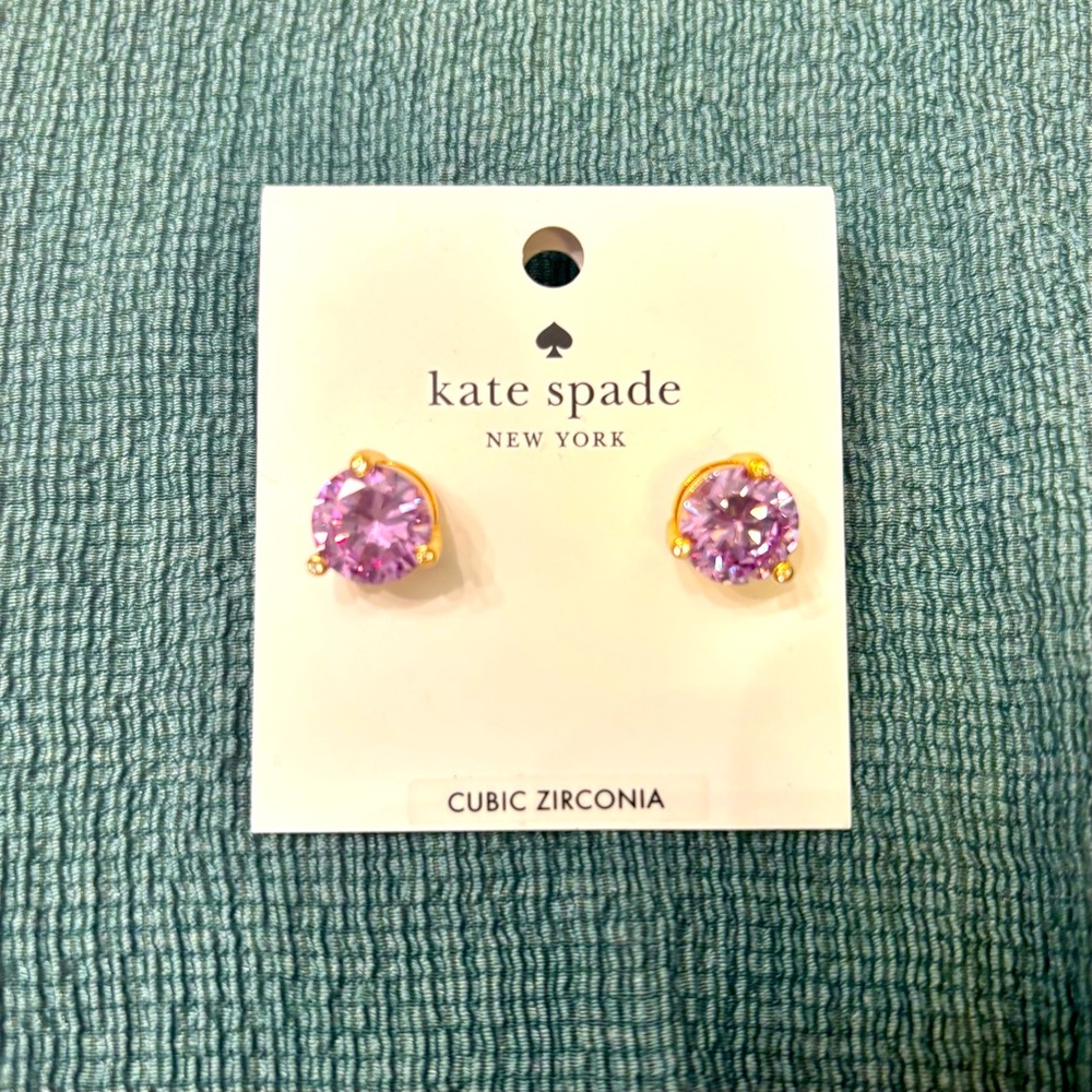 Kate Spade Light Amethyst Rise and Shine Cubic Zirconia Stud Earrings NWT